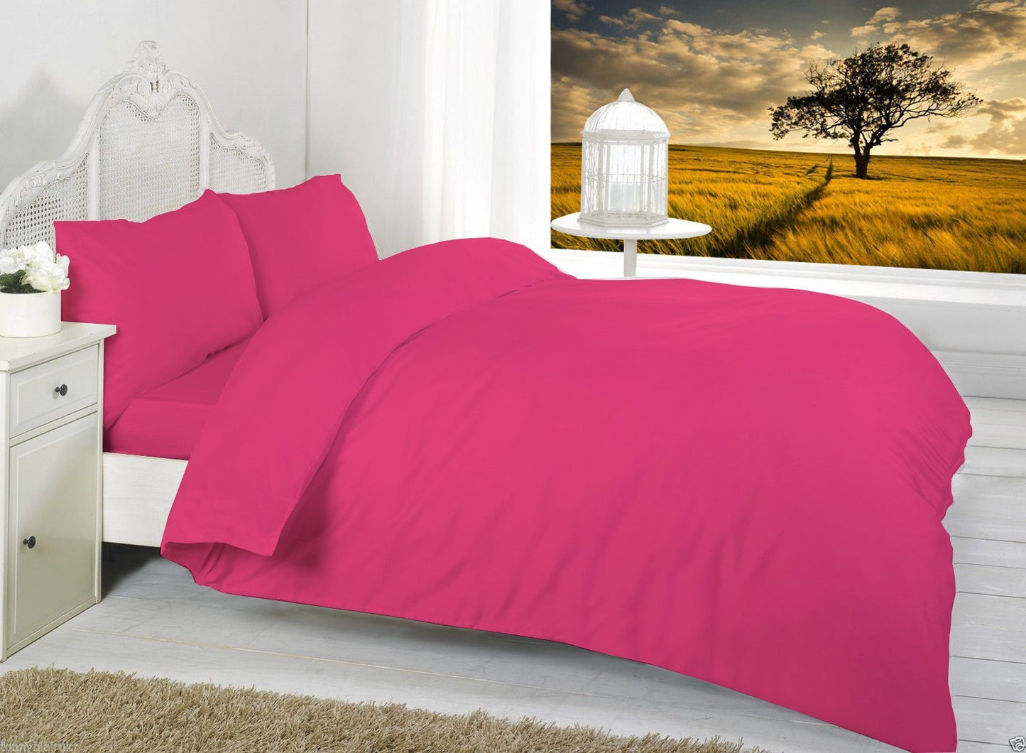 AmigoZone Plain Duvert Cover Set Non Iron Percal Quilt Cover With Pillow Cases
