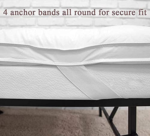 Mattress Topper Extra Deep 2 Inch Thick(5M) - Quilted 4ft Small Double Mattress Topper Fluffy Hypoallergenic Microfibre with Strong Corner Straps