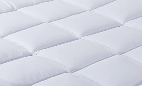 Mattress Topper Extra Deep 4 Inch Deep (10CM)- Quilted Double Size Mattress Topper Fluffy Hypoallergenic Microfiber with Strong Corner Straps