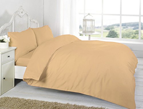 AmigoZone Plain Duvert Cover Set Non Iron Percal Quilt Cover With Pillow Cases