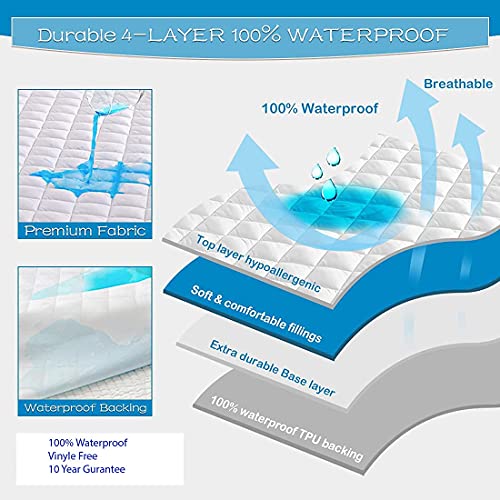 AmigoZone Waterproof Quilted Microfibre Mattress Protectors Water Resistent, Non Allergenic Fully Fitted