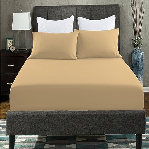 AmigoZone Extra Deep 40CM Fitted Sheet - Soft Brushed Microfiber Easy Care - Fade Wrinkle Resistant Deep Pocket Fitted Bed Sheet