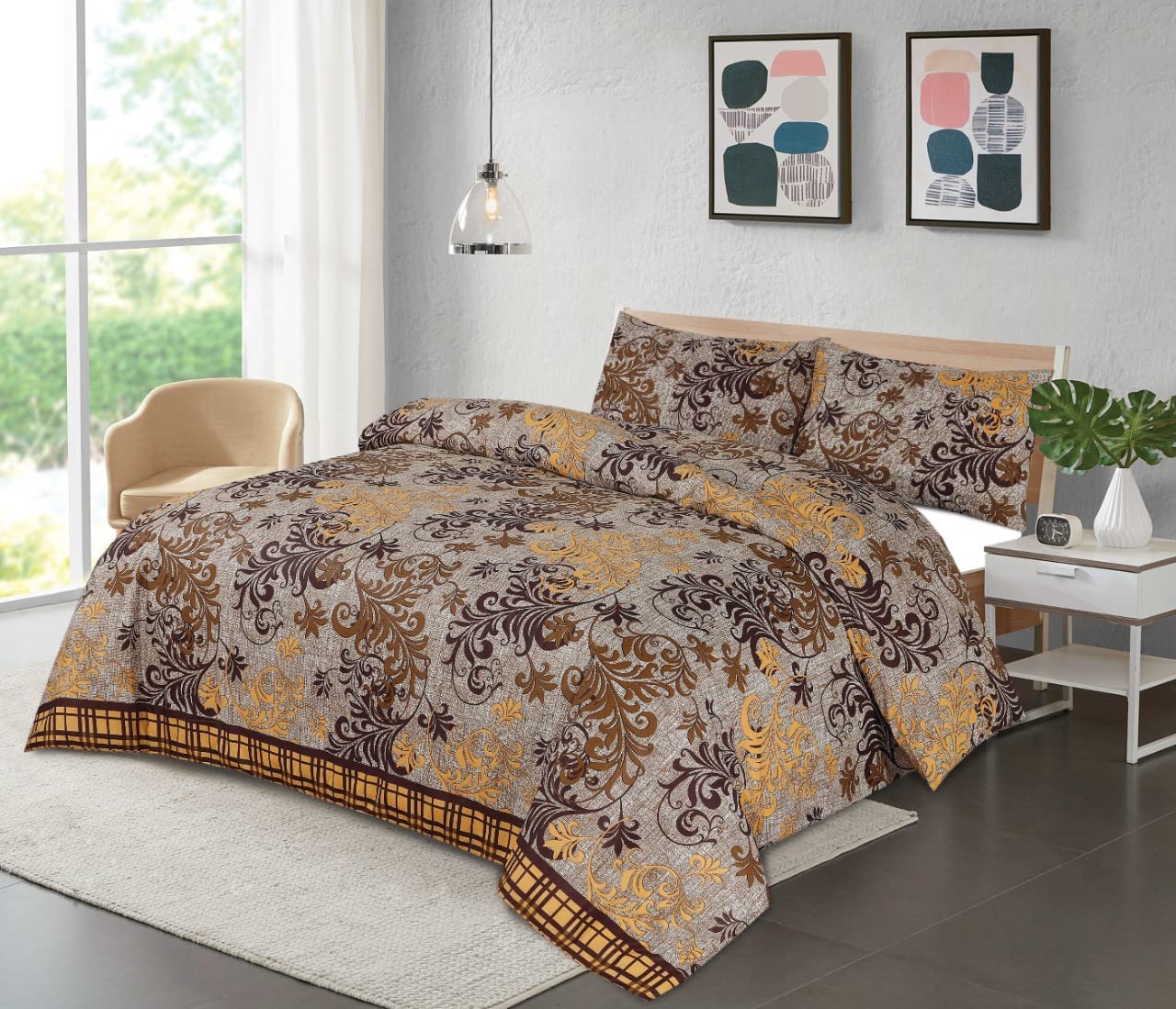 AmigoZone Duvet Cover Set Beautiful Floral Print Quilt Cover Set With Pillow Cases